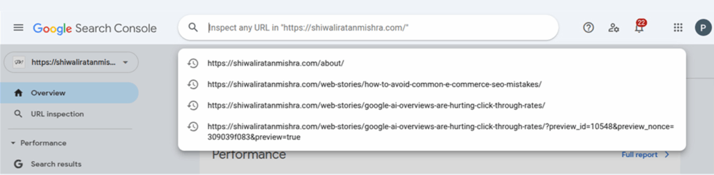  URL Inspection by Google Search Console Queries