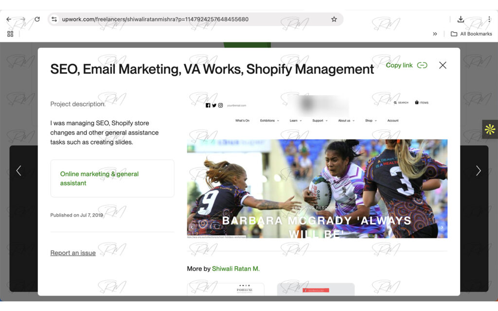 Shopify website dashboard | Worked on SEO, email marketing