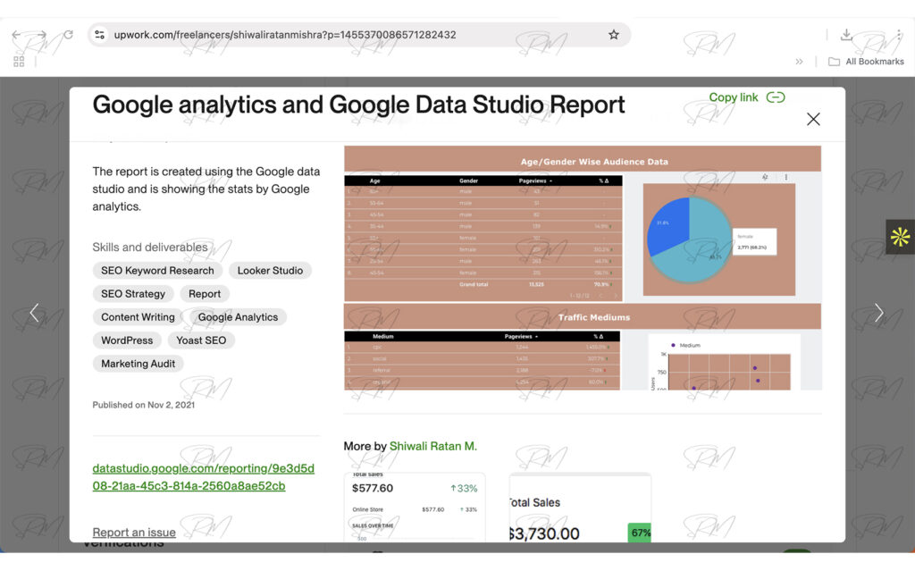Google analytics and Google Data Studio Report | Age & Gender wise Data