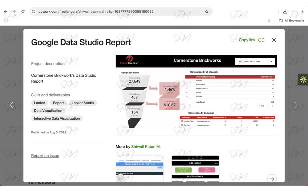 Google Data Studio report project overview