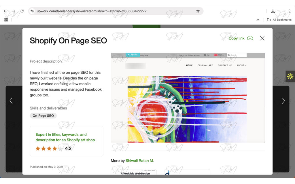 Digital display on-page SEO skills & deliverables for a Shopify website.